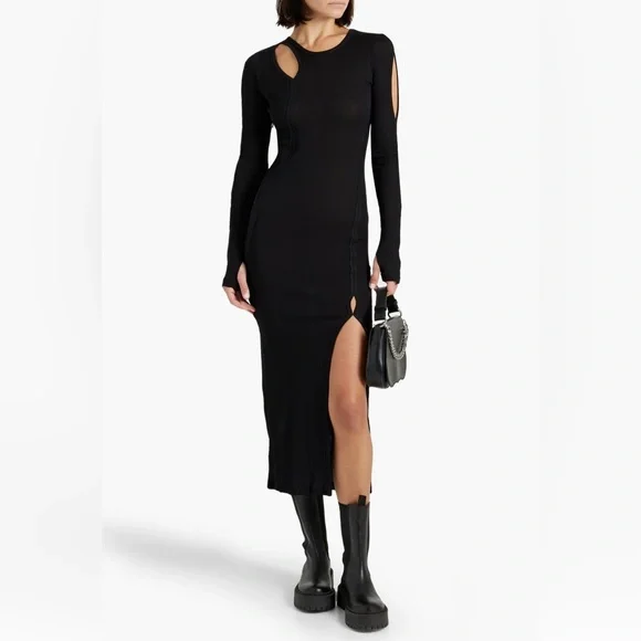 helmut lang rib dress Helmut Lang Womens Twist Rib Sheath Dress, Grey, Small